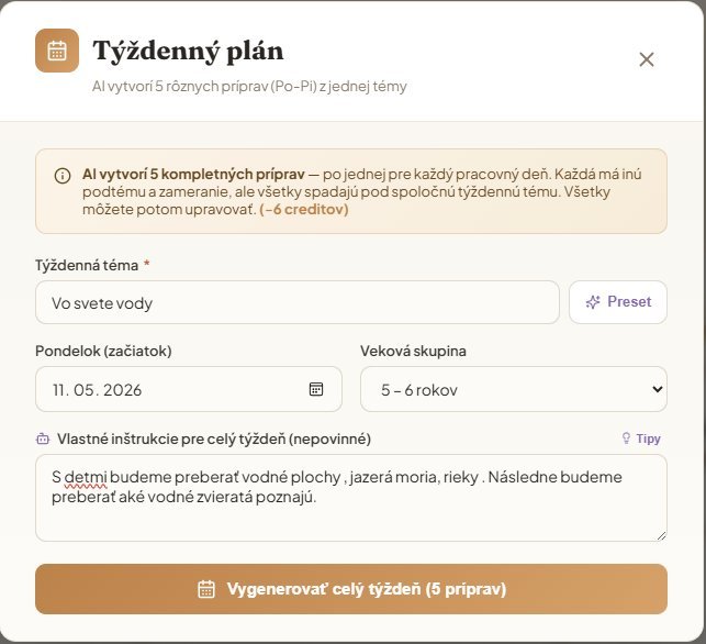 Týždenný plán jedným klikom